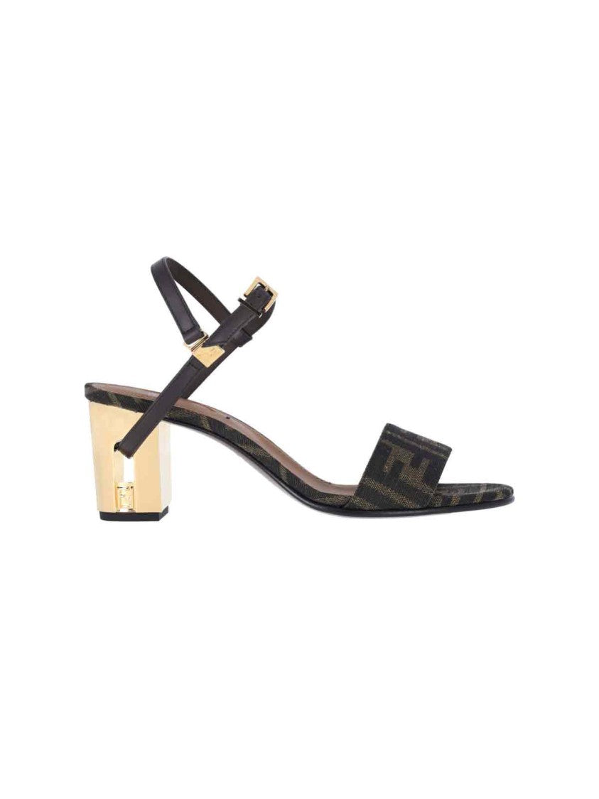 Fendi Brown Delfina Square Block Heel Sandals