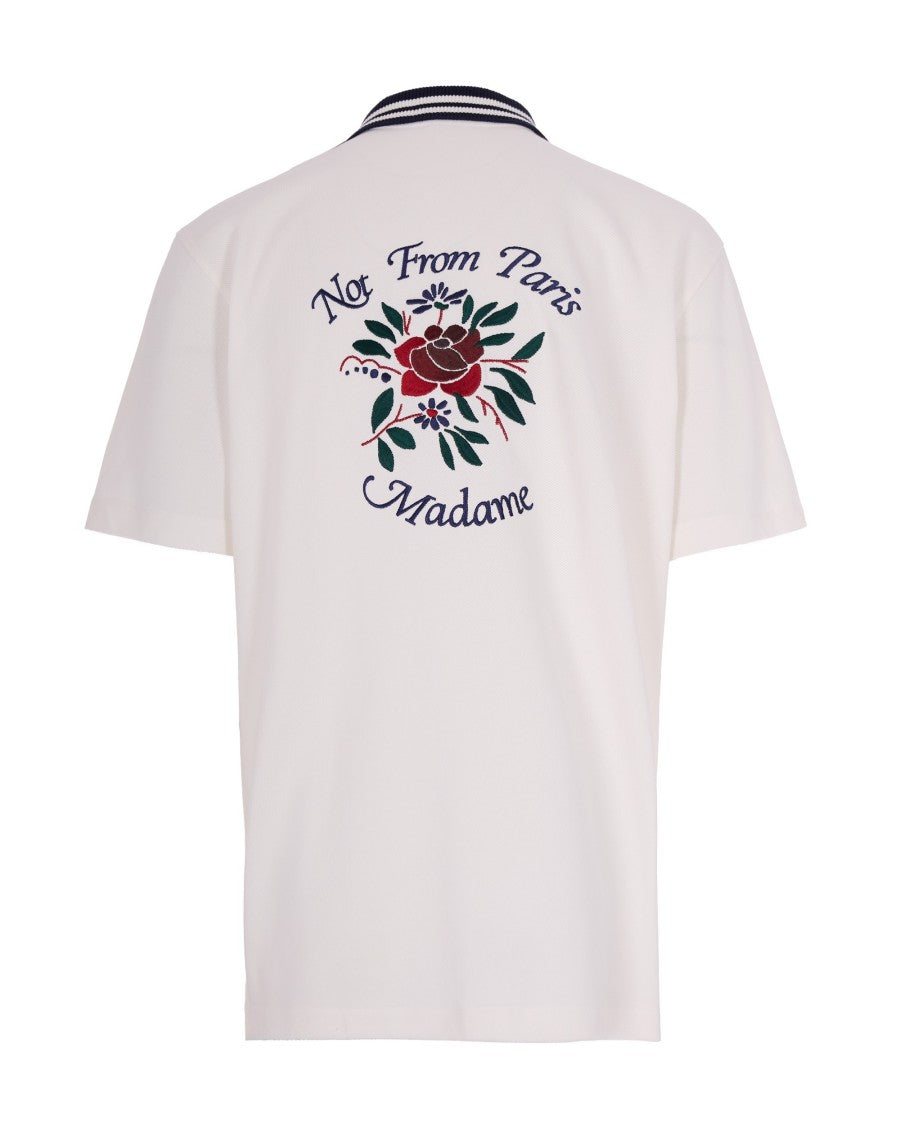 Drôle De Monsieur Short-Sleeved Embroidered Casual Shirt With Contrasting Collar