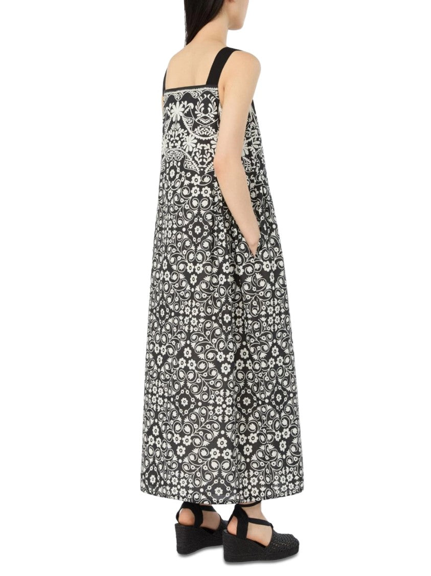 Max Mara Maxi Dress With Intricate Floral And Geometric Pattern