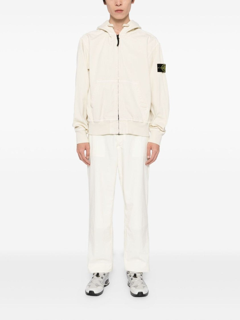 Stone Island Organic Cotton Zip-Up Hoodie With Logo Badge