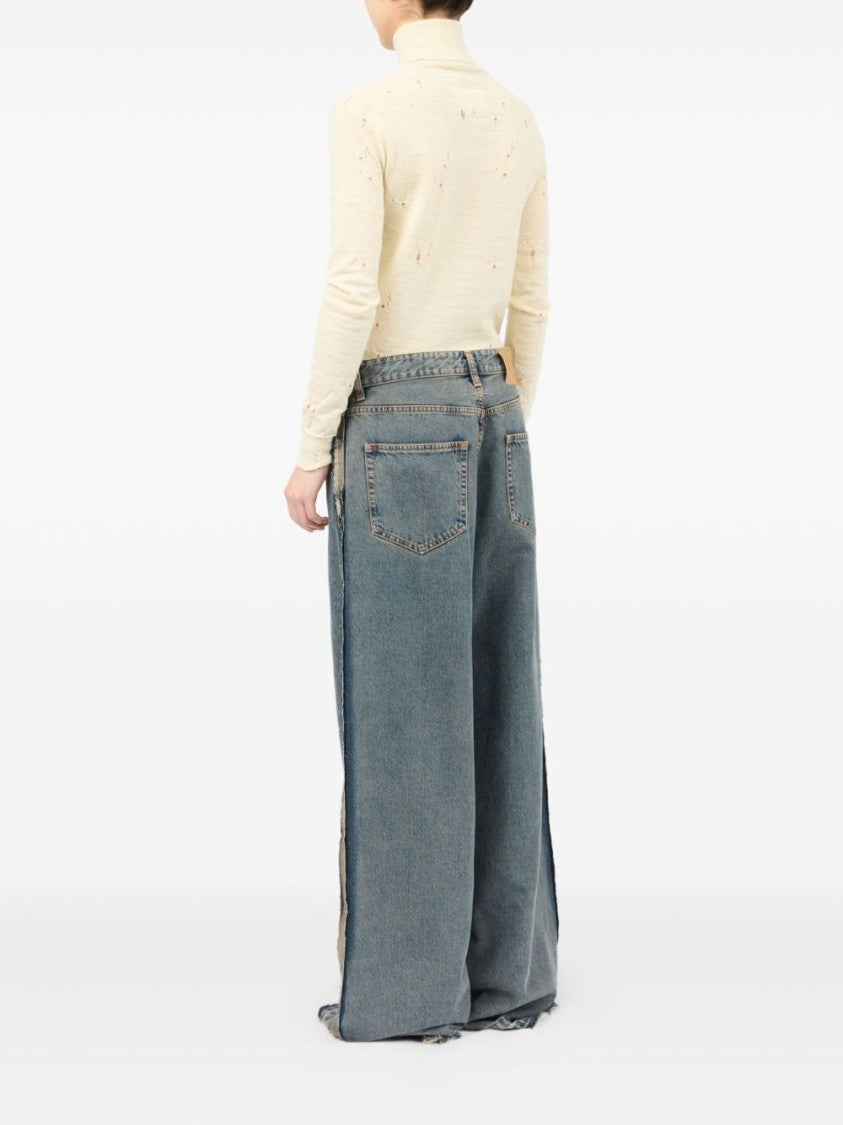 Mm6 By Maison Margiela Relaxed Wide-Leg Jeans With Distressed Edges