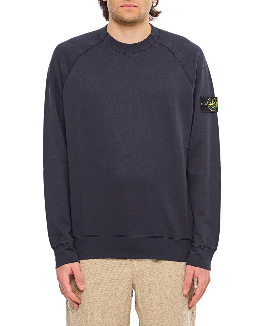 Stone Island Round-Neck Sweatshirt With Ribbed Cuffs And Logo Detail