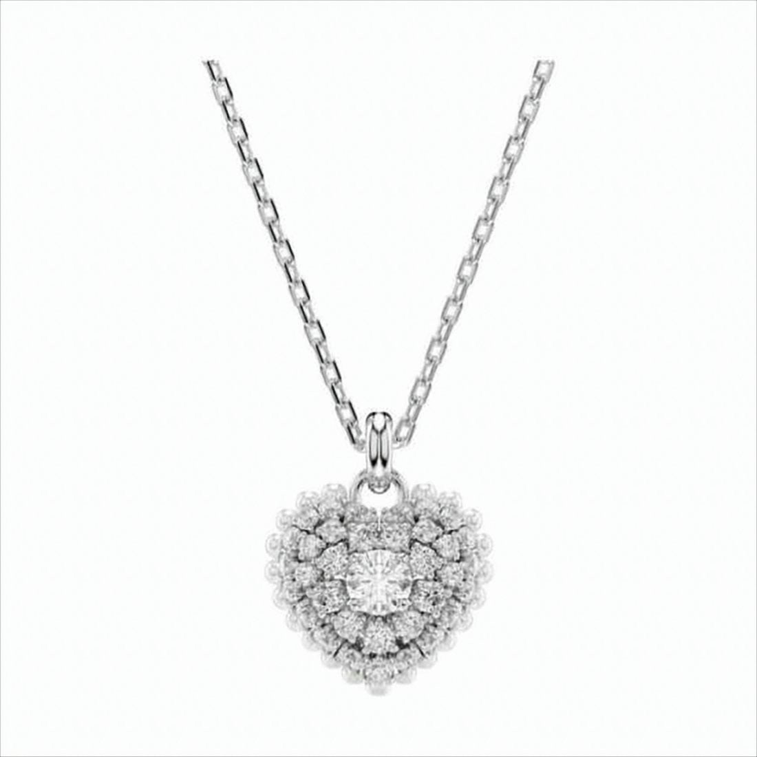 Swarovski Heart-Shaped Pendant Necklace With Polished Metal