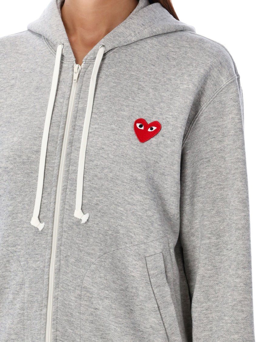 Comme Des Garçons Red Heart Zipped Hoodie
