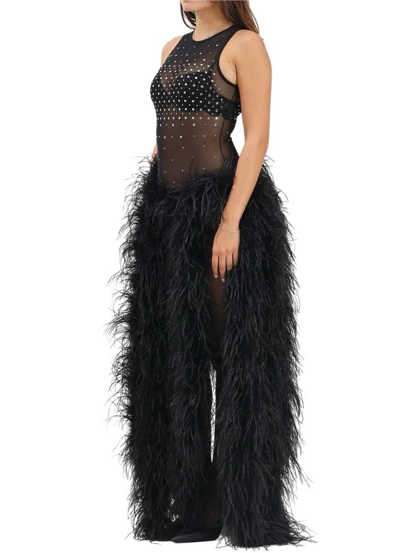 Alma Sanchez Alma Sanchez Body Dress With Dramatic Feather Overlay