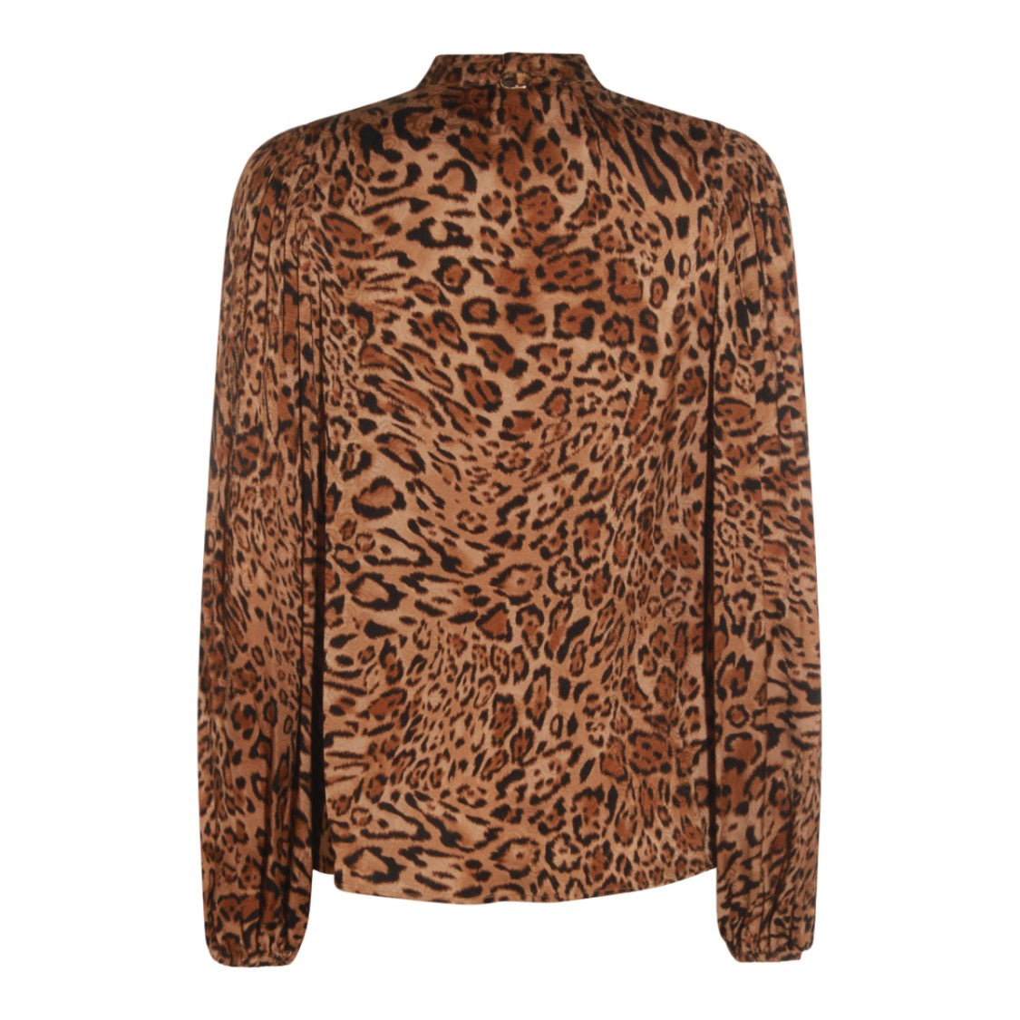 Twin-Set Leopard Print Button-Up Shirt With High Collar