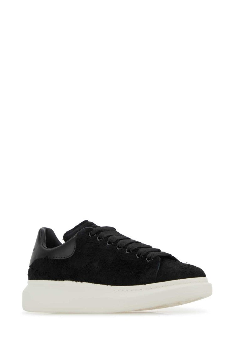 Alexander Mcqueen Black Leather Sneakers With Black Leather Heel