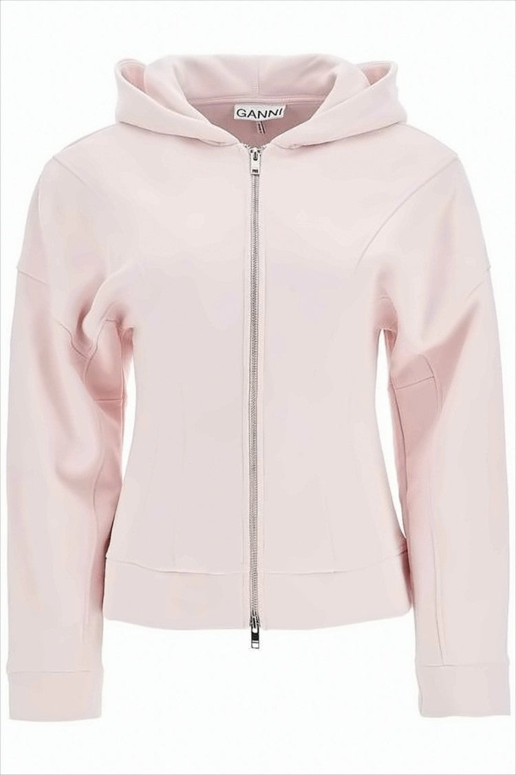 Ganni Front-Zip Hoodie In Soft Organic Cotton