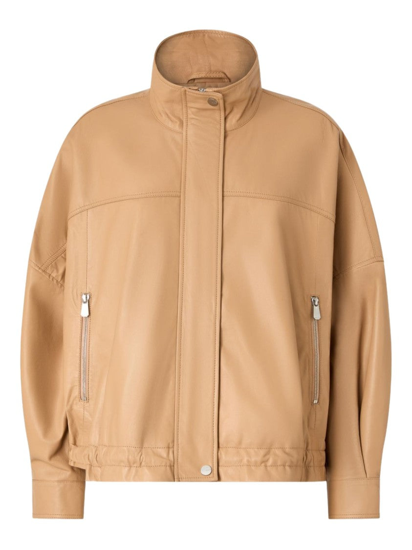 Pinko Nappa Leather Stand Collar Jacket