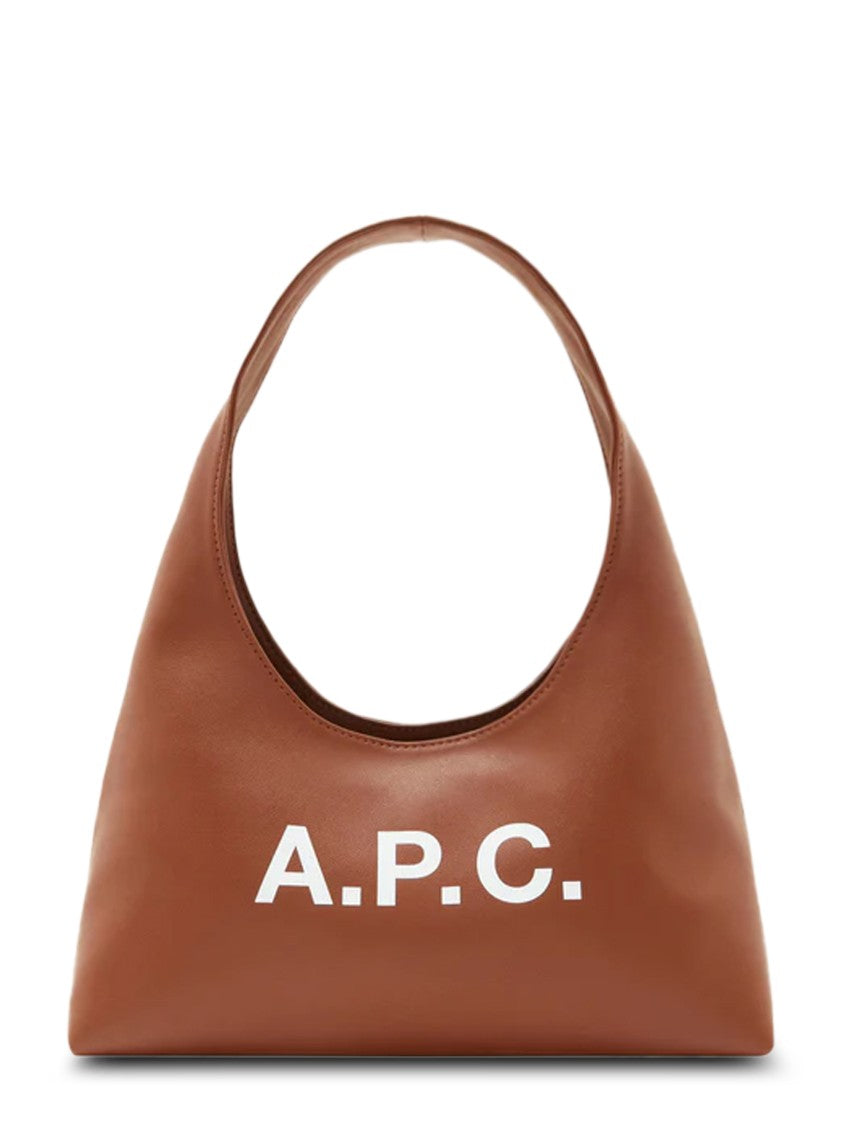 A.P.C. Crescent-Shaped Handbag With Integrated Handle And Bold Lettering