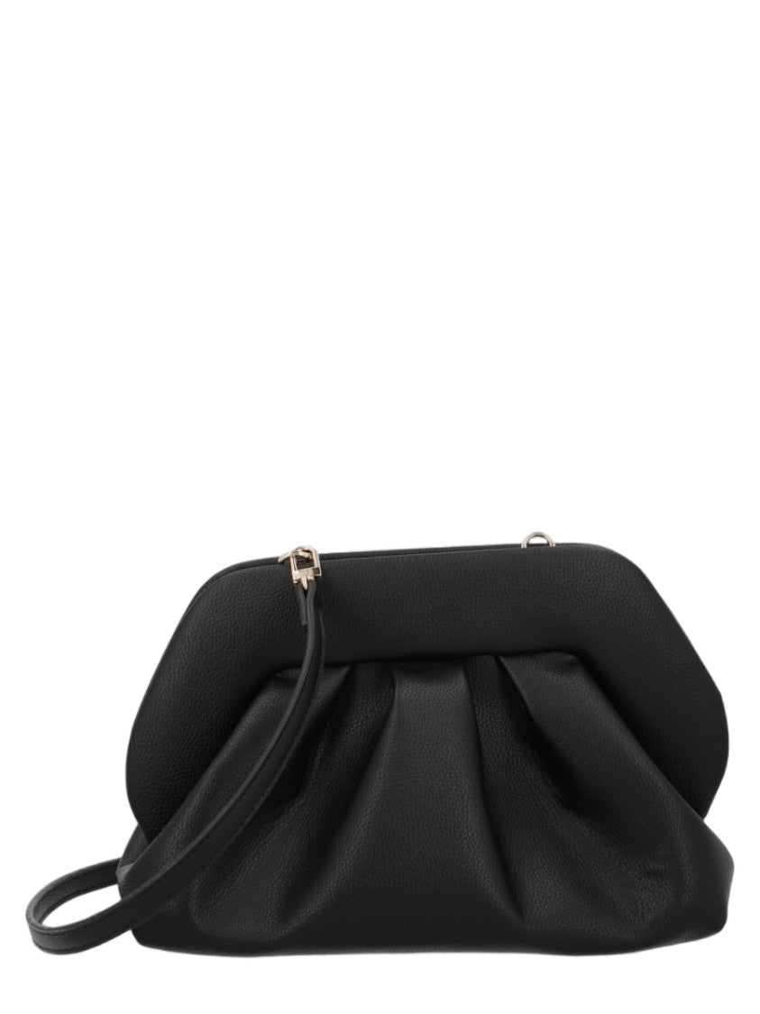Themoirè Black Gathered Body Structured Frame Handbag