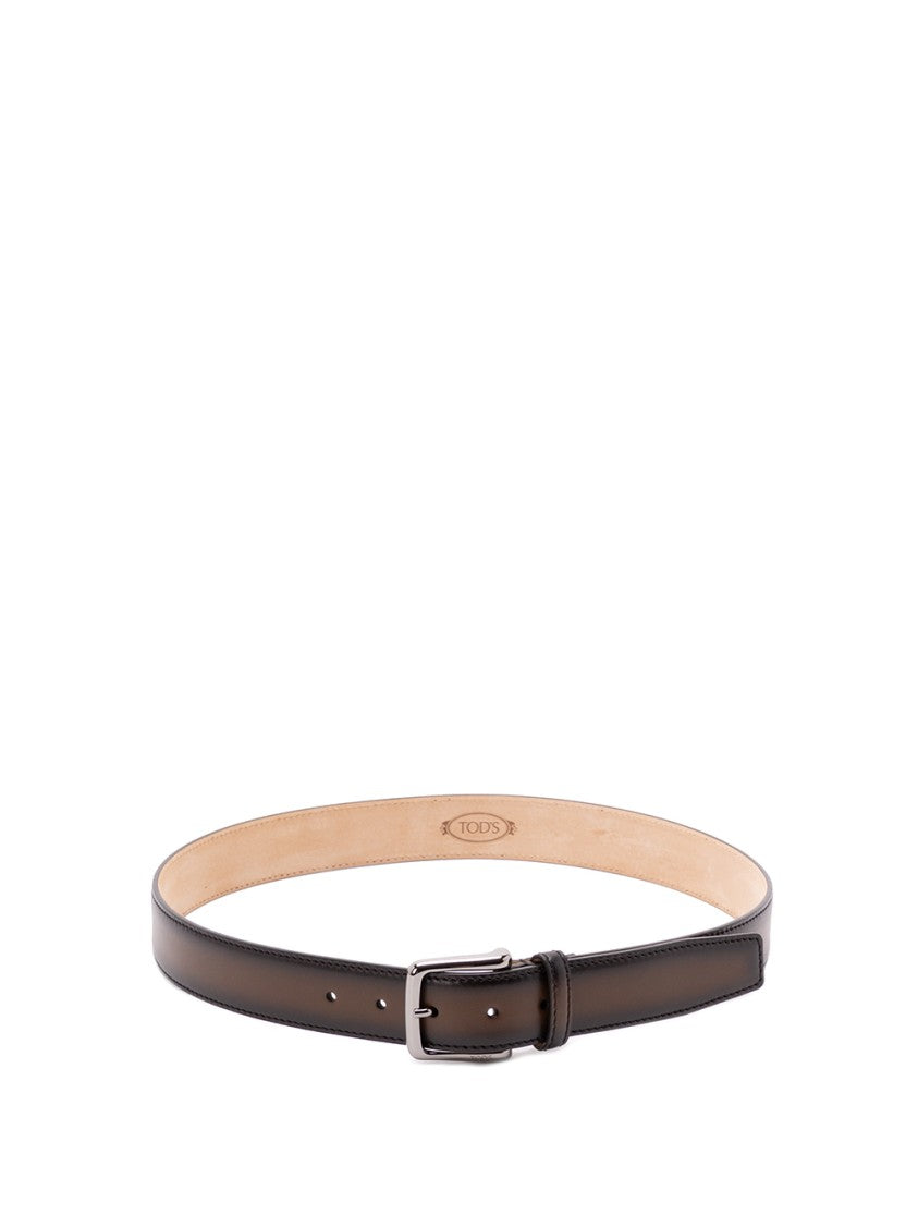 Tod's Calf Leather Belt With Polished Finish