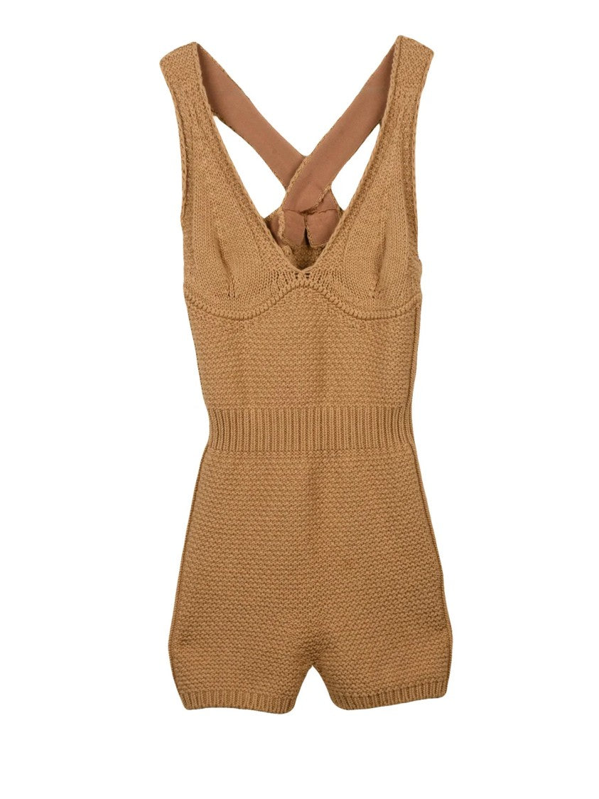 Max Mara Beige Cotton Tricot Jumpsuit