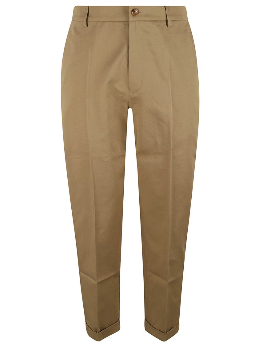 Kenzo Tailored Beige Trousers With Button Closure