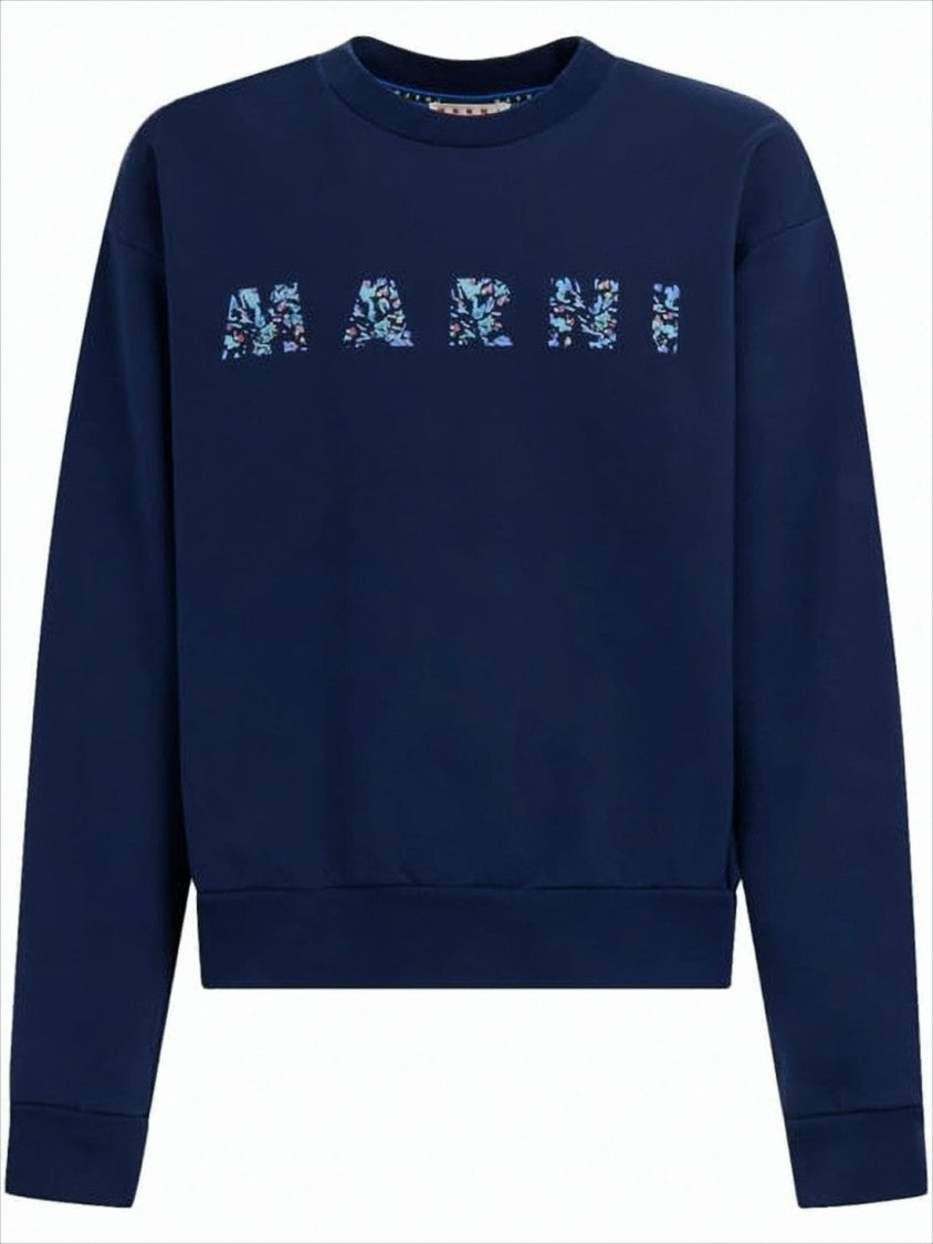 Marni Long-Sleeve Cotton Sweatshirt With Floral Logo Design