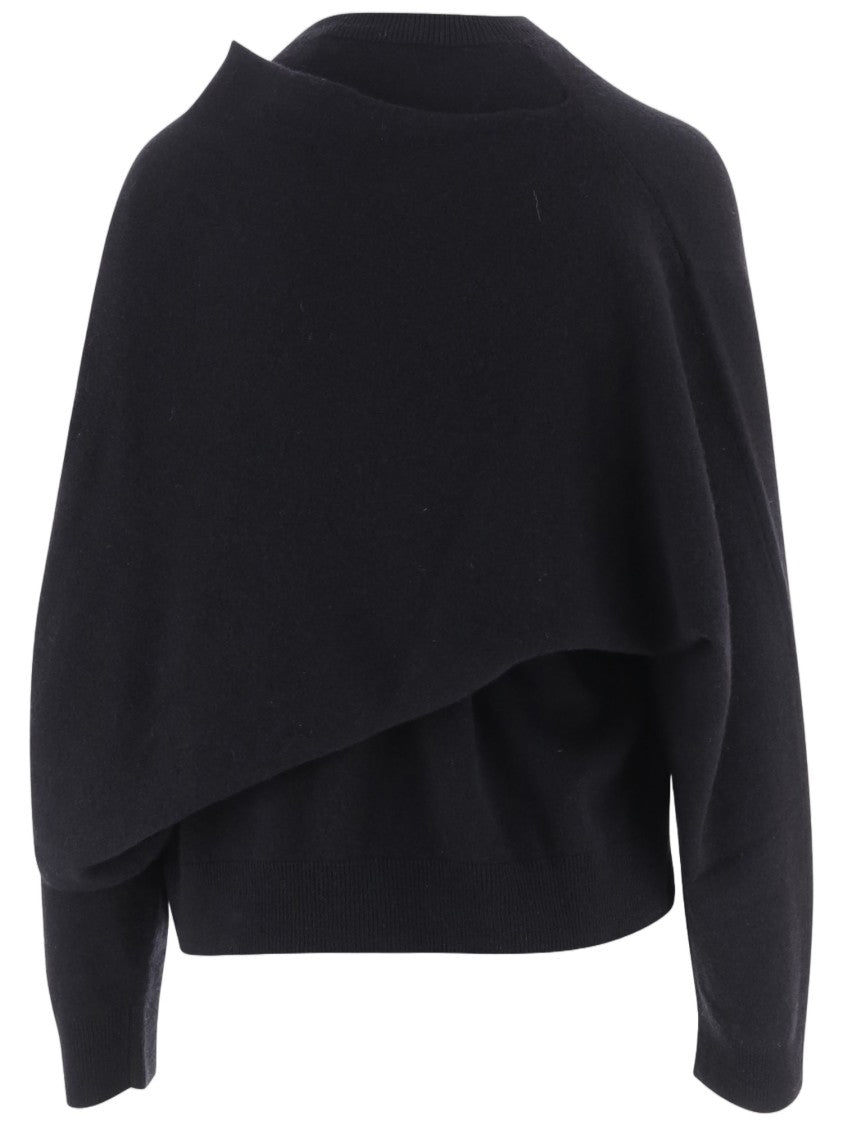 Darkpark Black Draped Wool Cashmere-Blend Sweater
