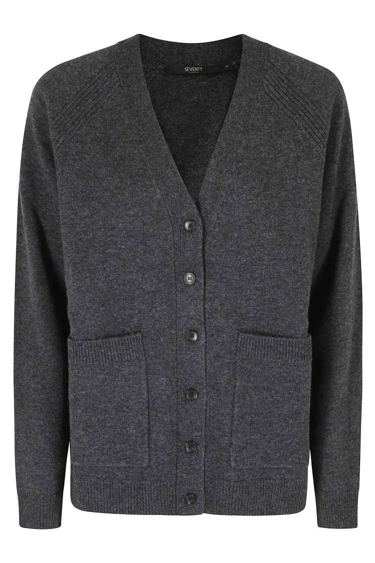 Seventy Relaxed Fit Wool Cardigan With V-Neck And Ribbed Trim