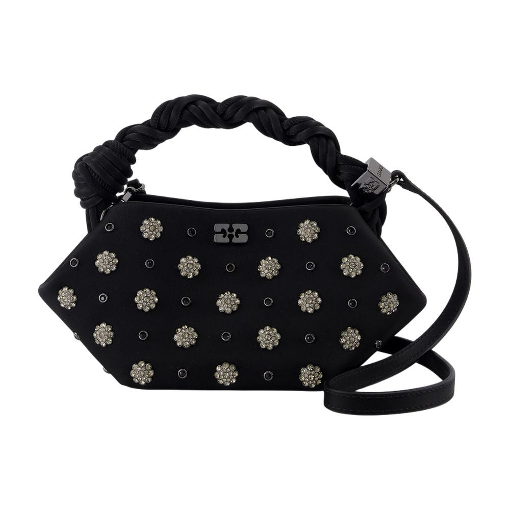 Ganni Bou Mini Flower Stud Purse - Leather - Black