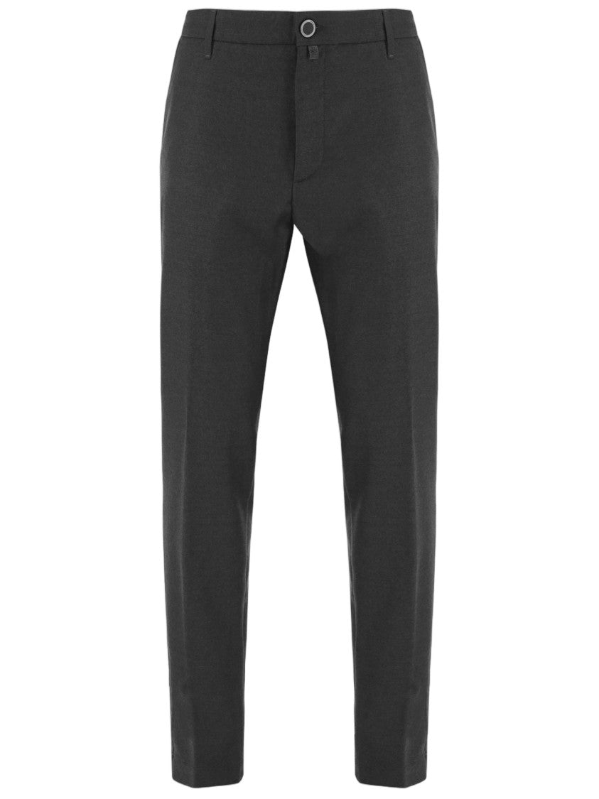 Jacob Cohen Dark Gray Tailored Pressed-Pleat Stretch Wool Straight-Leg Pants
