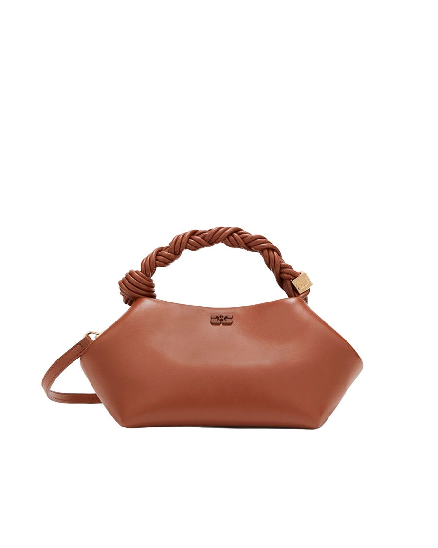 Ganni Brown Twisted Handle Butterfly Shoulder Bag