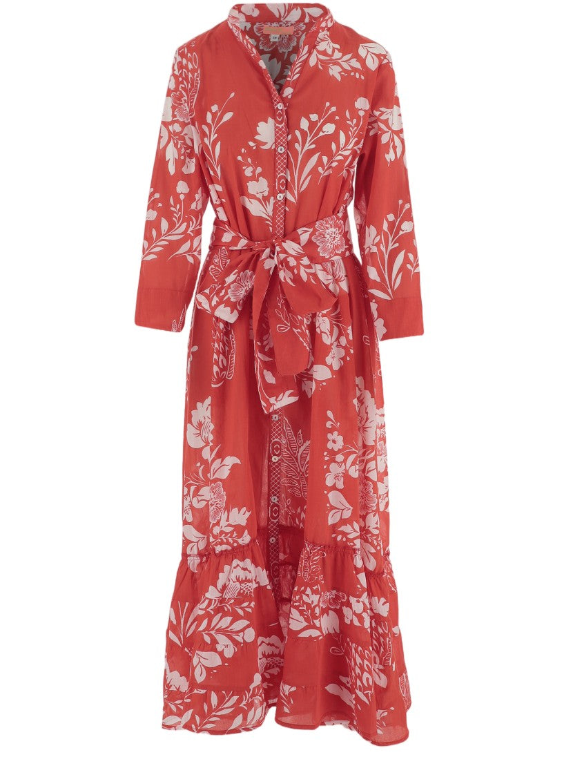 Pep's Cannes Floral-Print Cotton Midi Dress With Adjustable Waist