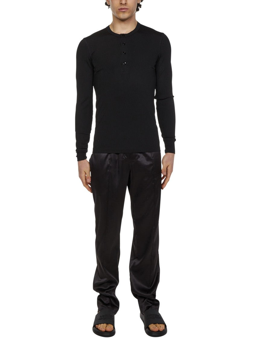 Tom Ford Dark Brown Silk Satin Pajama Pants