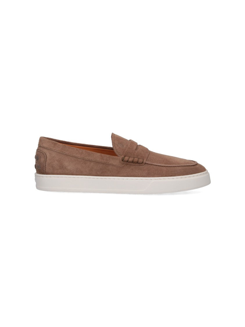 Tod's Suede Slip-On Moccasins With Rounded Toe