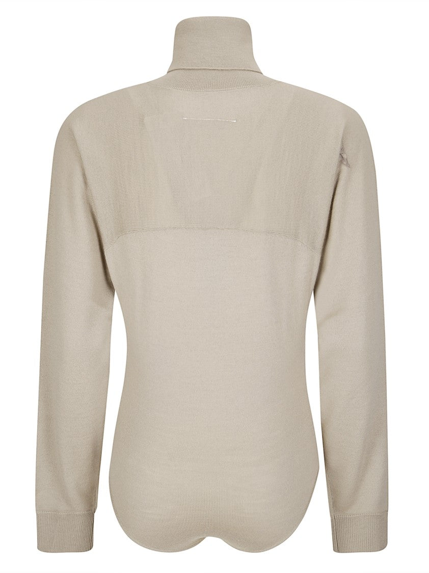 Mm6 By Maison Margiela Form-Fitting Body Garment In Soft Wool Blend