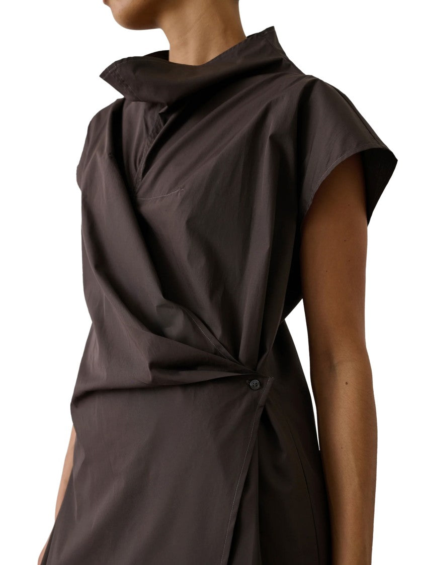 Soeur Wrap-Style Midi Dress With High Collar