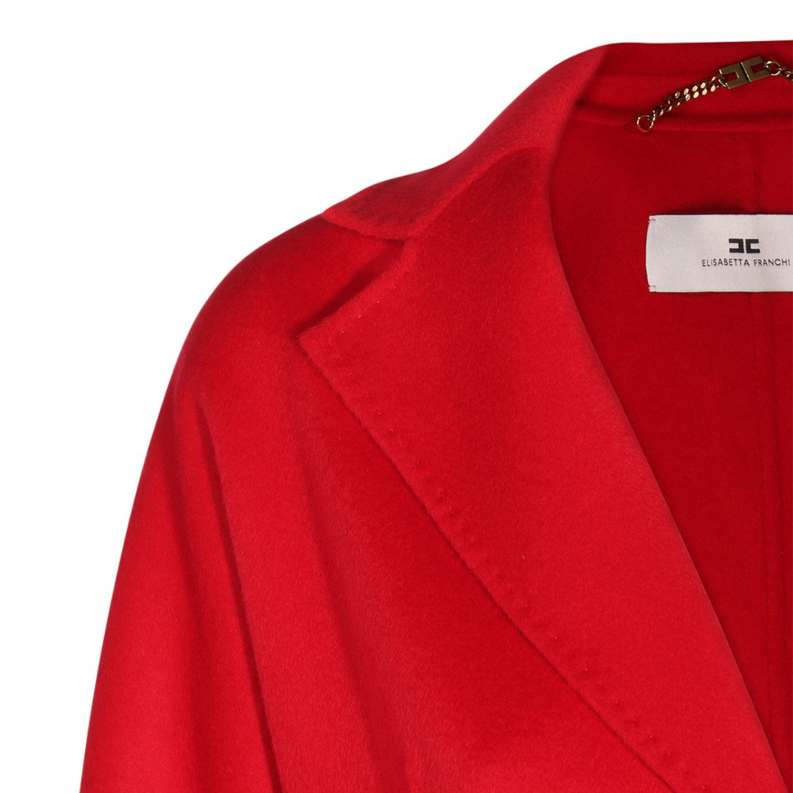 Elisabetta Franchi Long Tailored Coat With Classic Lapel And Gold Accents