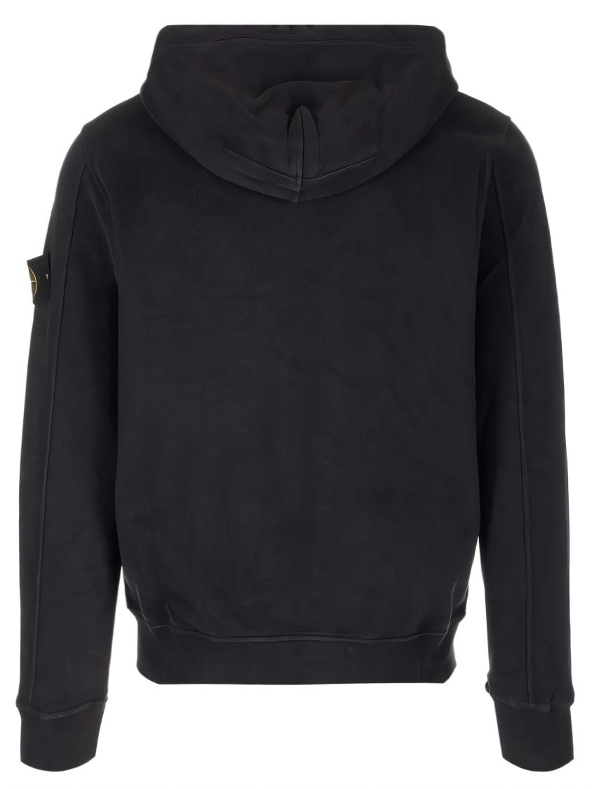 Stone Island Black Zip-Up Jacket With Spacious Hood