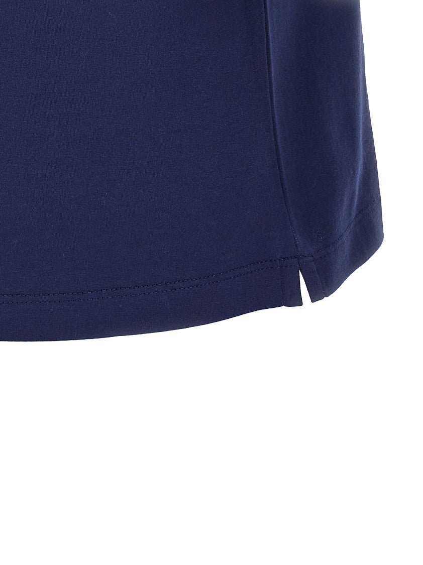 Brunello Cucinelli Blue Cotton T-Shirt With Logo Print