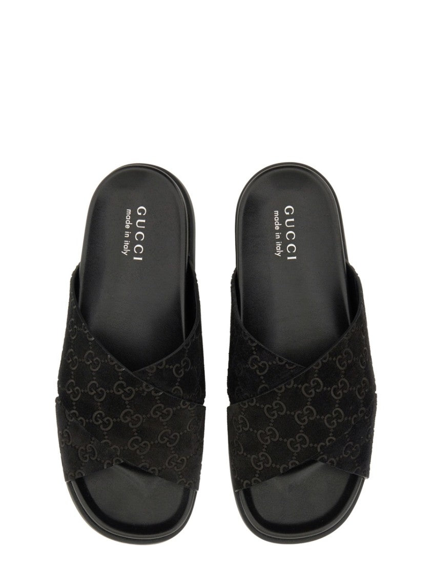 Gucci Sandal Slider With Textured Gg Pattern
