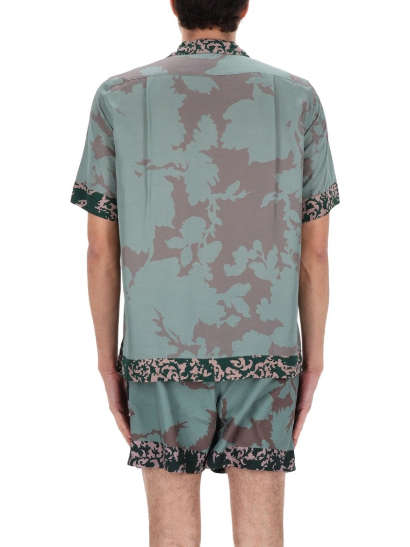 Dries Van Noten Muted Camouflage Floral Viscose Shirt