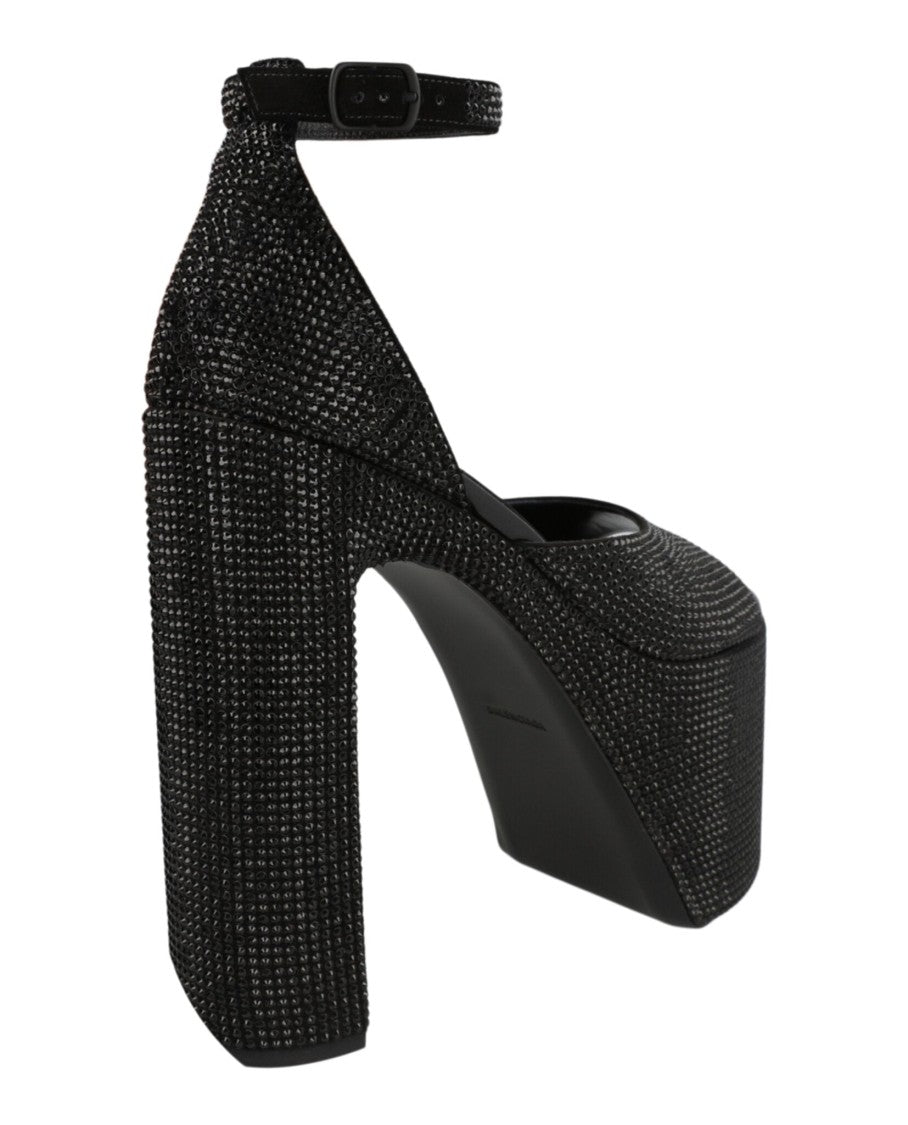 Balenciaga Strass-Embellished Platform Heels With Ankle Strap