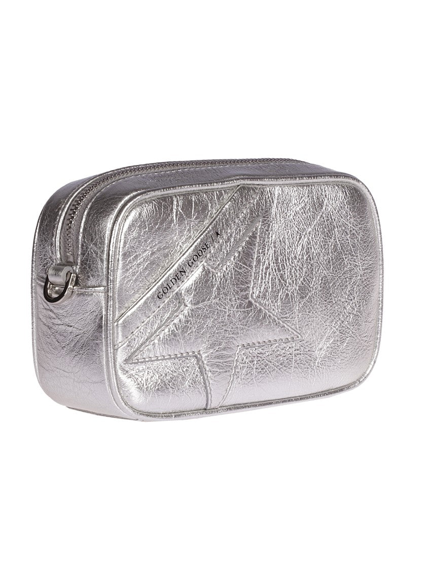 Golden Goose Textured Metallic Silver Shoulder Bag