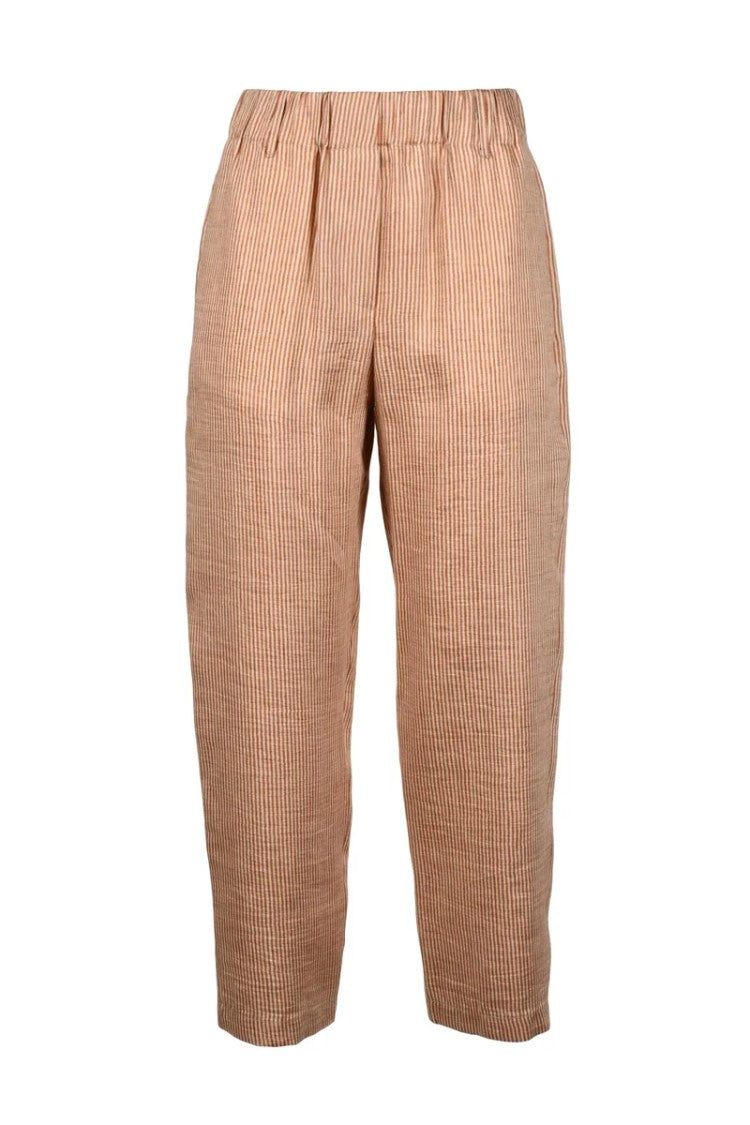 Alysi Linen Polyamide Chino Trousers - Red/Beige