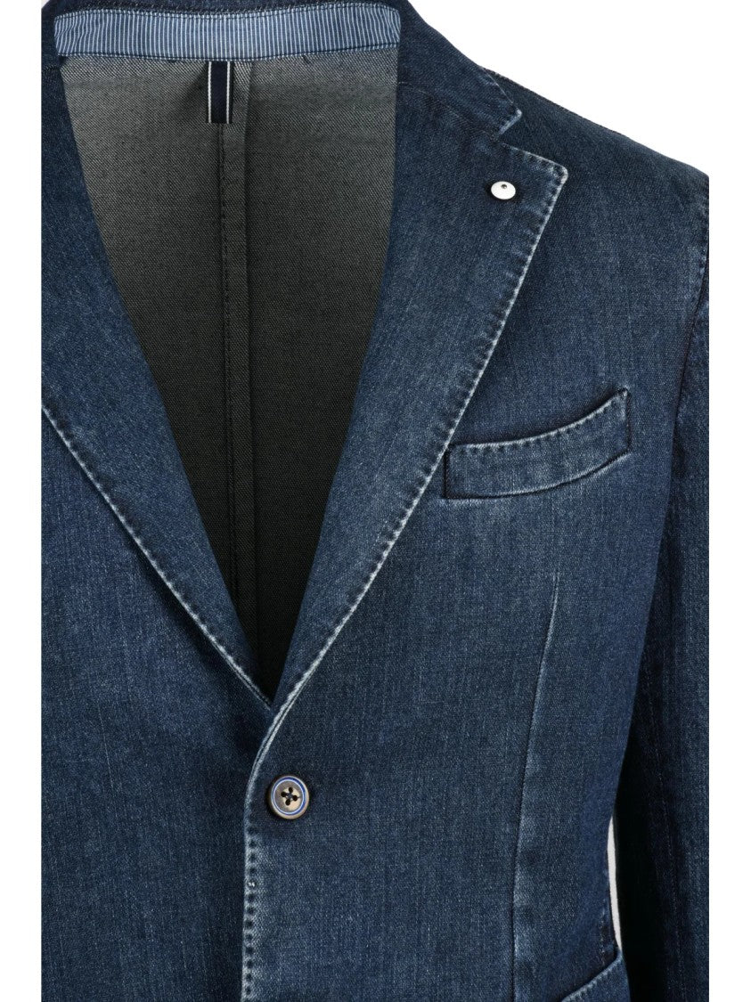 L.B.M. 1911 Denim Blazer With Modern Flexible Fit And Classic Lapel