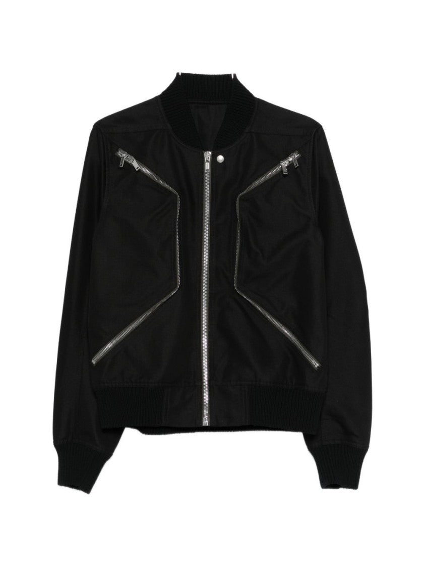 Rick Owens Ribbed Hem Jacket With Distinctive Zip Pockets