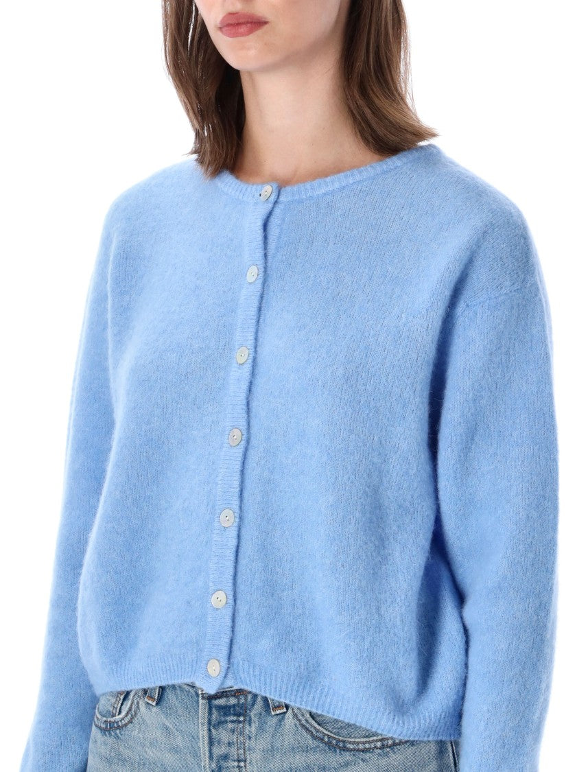 American Vintage Light Blue Vito Fuzzy Wool Cardigan