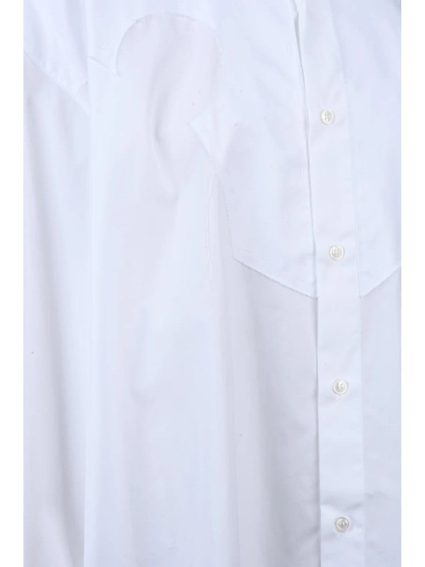 Maison Margiela Long Oversized White Cotton Shirt With Classic Collar And Button-Down Front