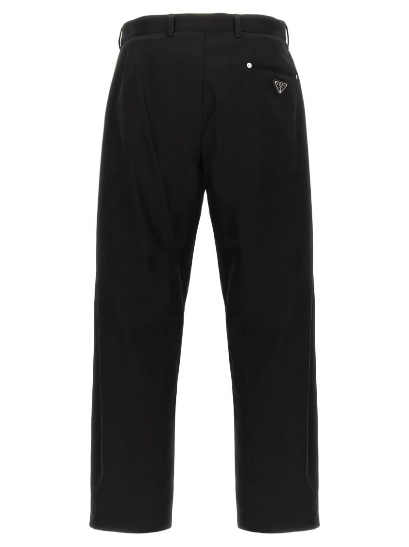 Prada Classic Black Straight Pants With Tapered Hem