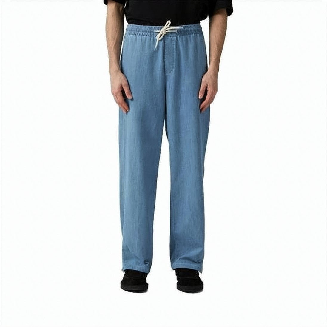 A.P.C. Relaxed Fit Straight Leg Denim Pants With Adjustable Drawstring