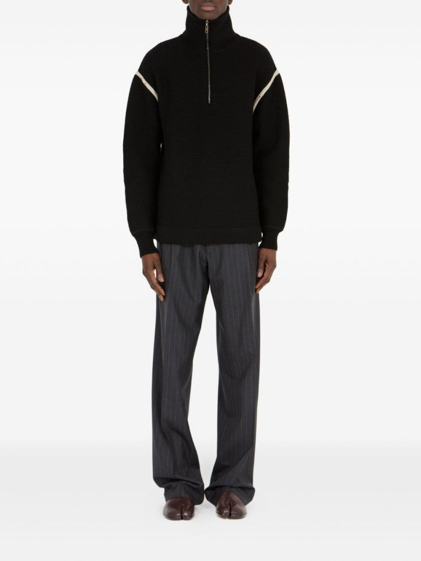 Maison Margiela Half Zip Sweater With High Neck