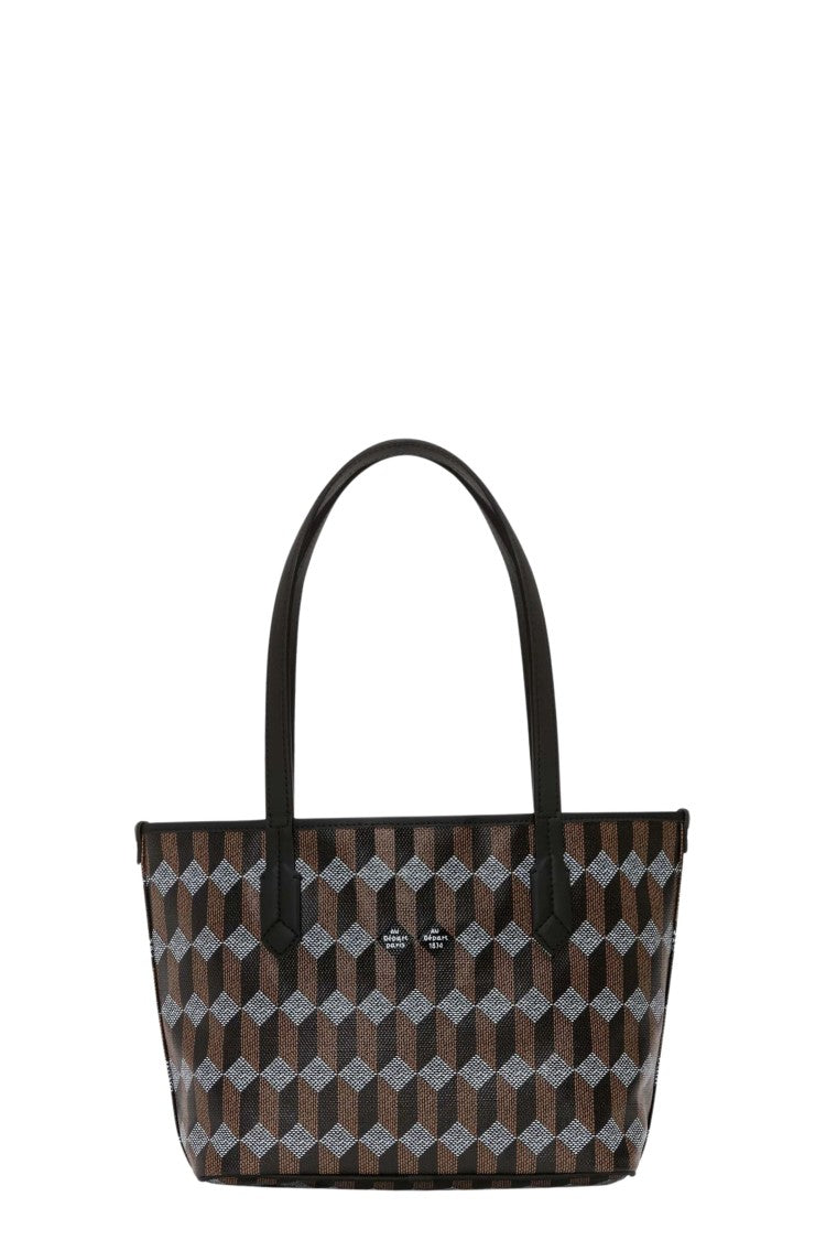 Au Depart Geometric Monogram Tote Bag With Leather Handles