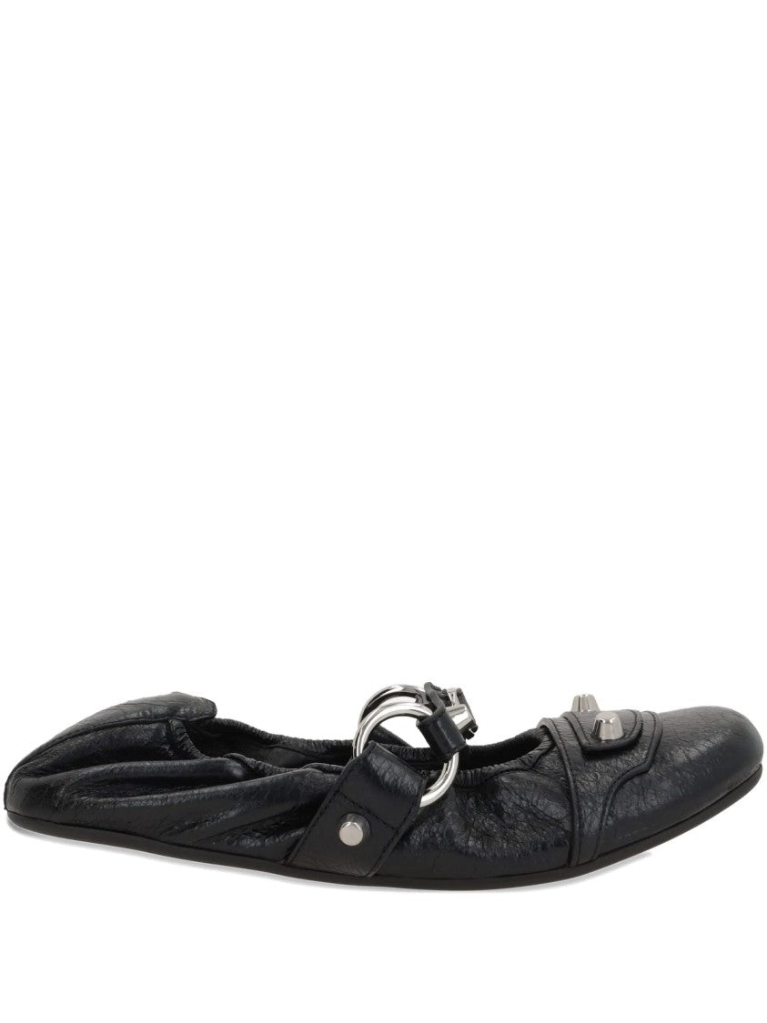 Balenciaga Black City Flap L005 Leather Ballerinas