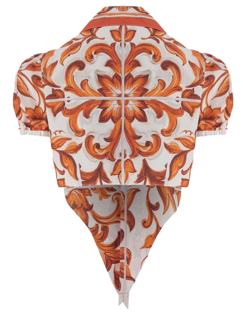 Dolce & Gabbana Maiolica Print Cotton Poplin Shirt