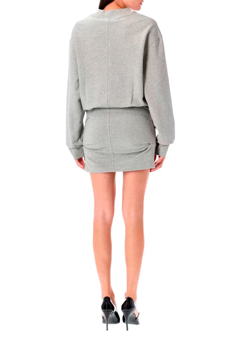 The Attico Grey Cotton-Elastane Blend Ruched Mini Dress