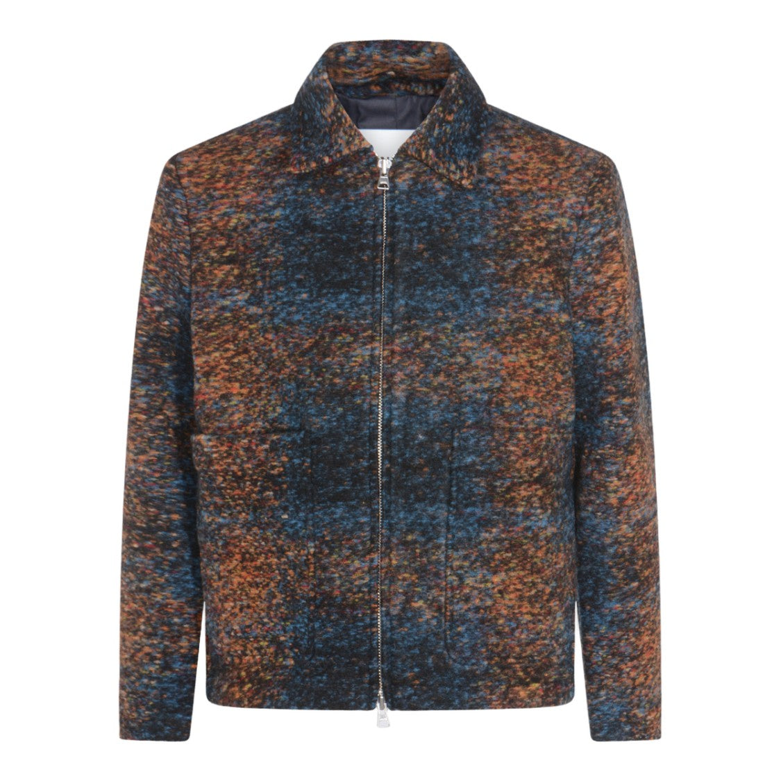 Nn.07 Textured Multicolored Casual Jacket With Zip Closure
