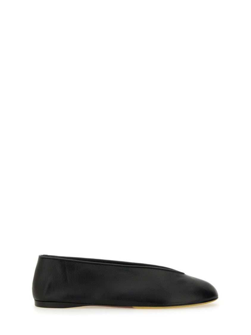 Moschino "Duck" Dancer Black Leather Flats